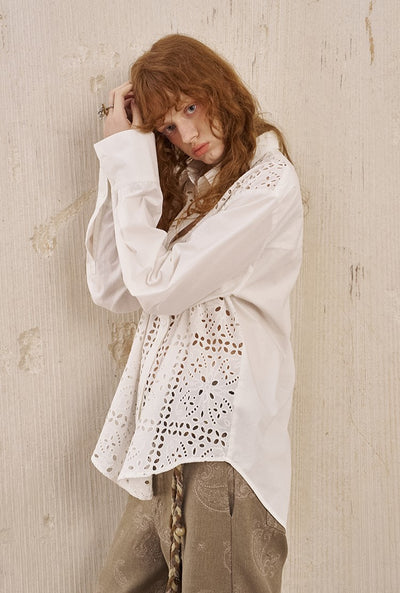 Lace Stitching Hollow Shirt DID0250