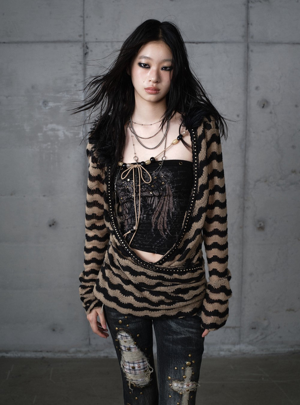 Lazy Style Striped Sweater NOR0194
