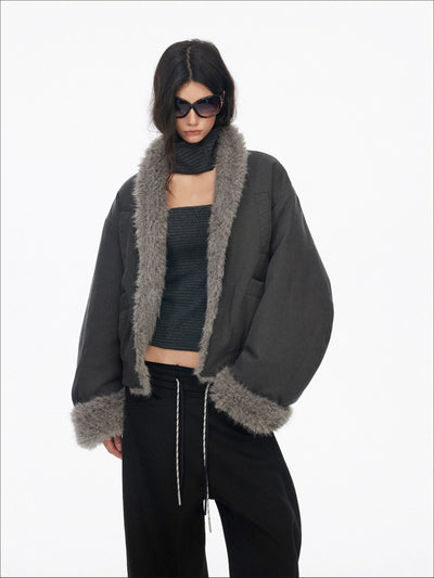 Fur Collar Patchwork Cotton Coat SAL0198
