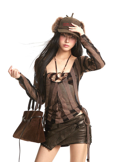 Niche Design Leather Short Skirt UNC0295
