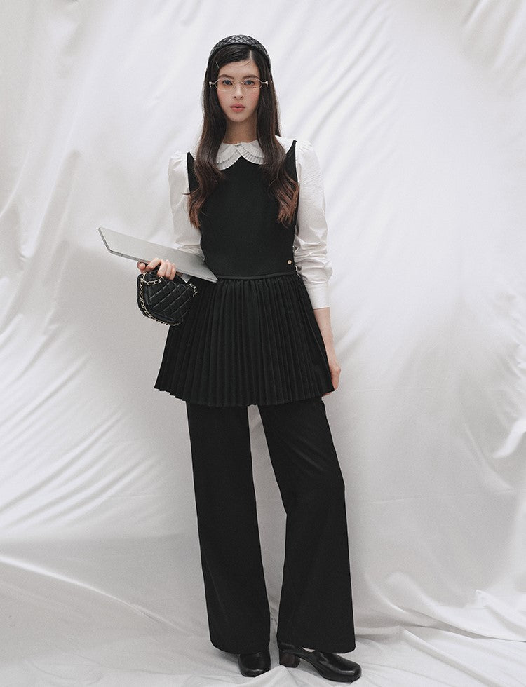 Layered Round Neck Pleated Vest Dress LAL0250