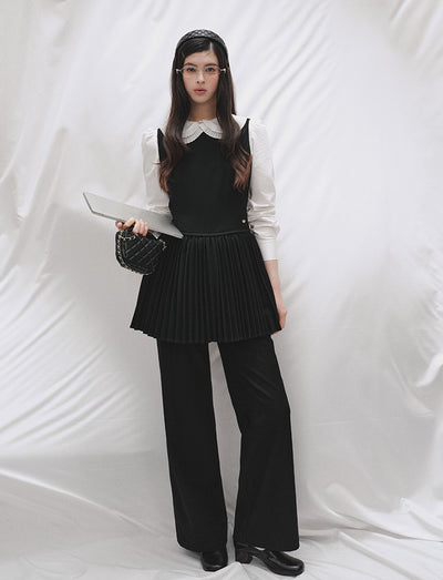 Layered Round Neck Pleated Vest Dress LAL0250