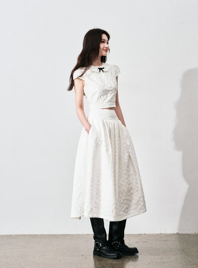Jacquard Doll Collar Top/A-line Skirt LUL0137