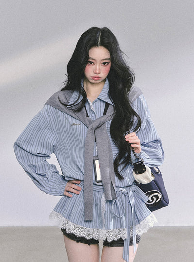 Lace Striped Shirt/Shawl DIA0586