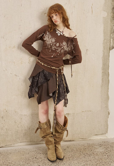 Paisley Irregular Half Skirt DID0248