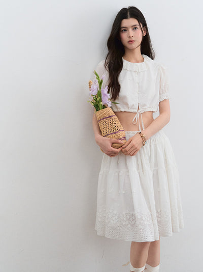Doll Collar Puff Sleeve Shirt/Skirt LAL0197