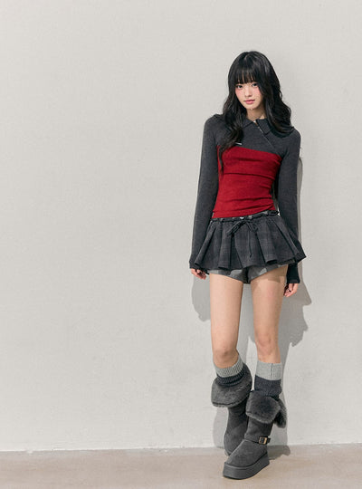 Long-Sleeve Polo Block Color T-Shirt DIA0741