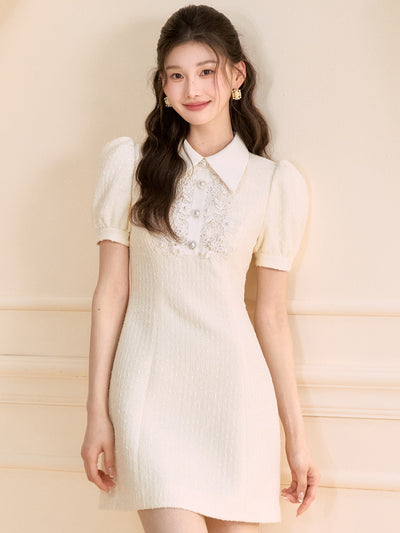 Lace Pearl Sleeveless/Short Sleeves Dress OSH0127