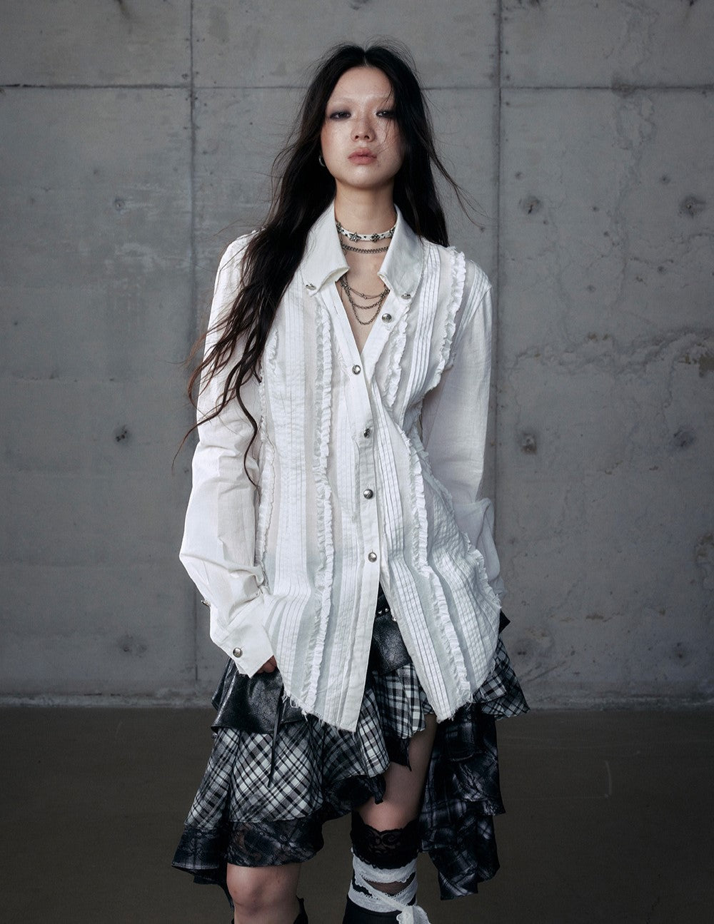 Lace V-neck Long/Short Sleeve Shirt NOR0185