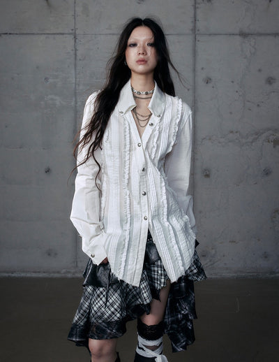 Lace V-neck Long/Short Sleeve Shirt NOR0185