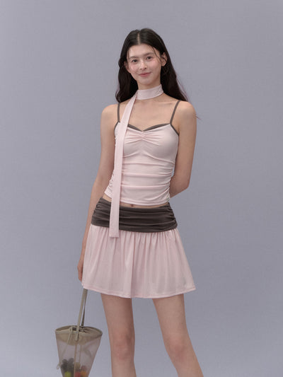 Contrast Color Camisole/Skirt LAL0200