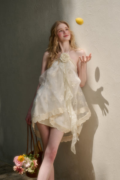 Fluffy Lace Suspender Dress GRO0132