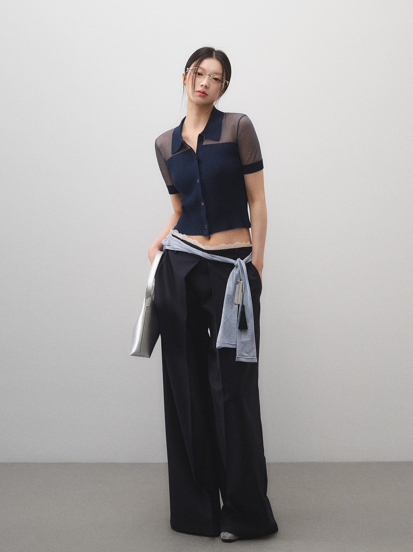 Lace Waist Straight Suit Pants LAL0177