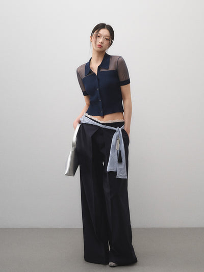 Lace Waist Straight Suit Pants LAL0177