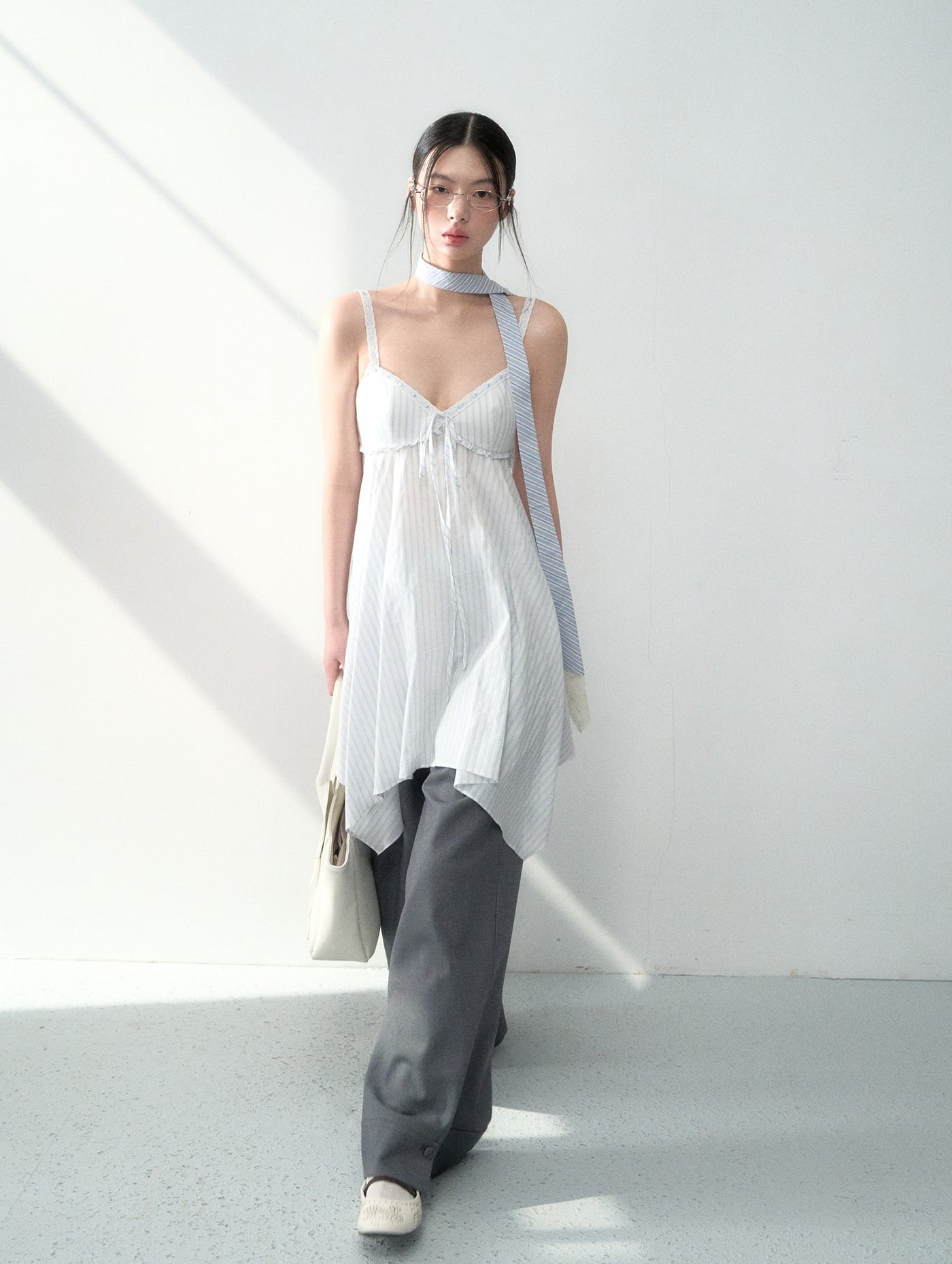 Irregular Striped Suspender Dress LAL0193