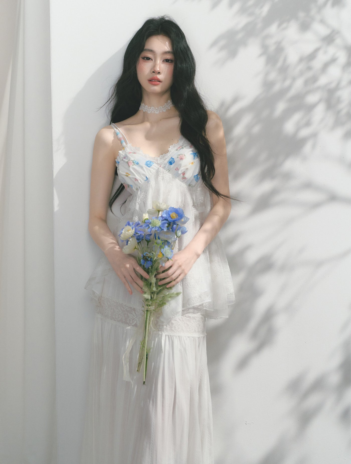 White Flower Printed Lace Camisole SAL0177