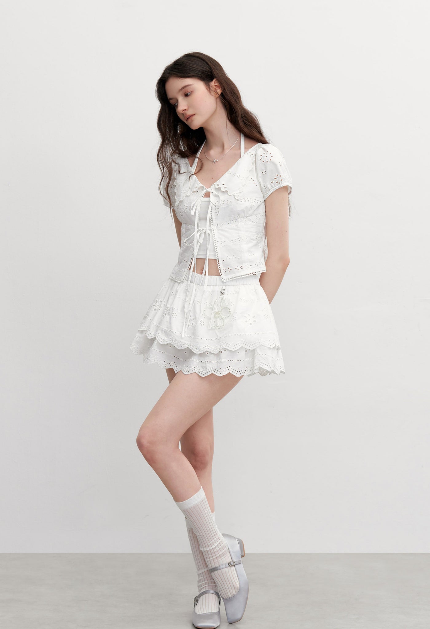 Flower Embroidered Lace Skirt/Shirt AYF0101