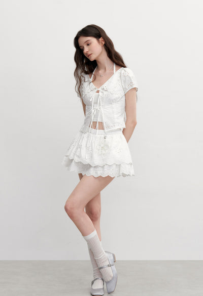 Flower Embroidered Lace Skirt/Shirt AYF0101