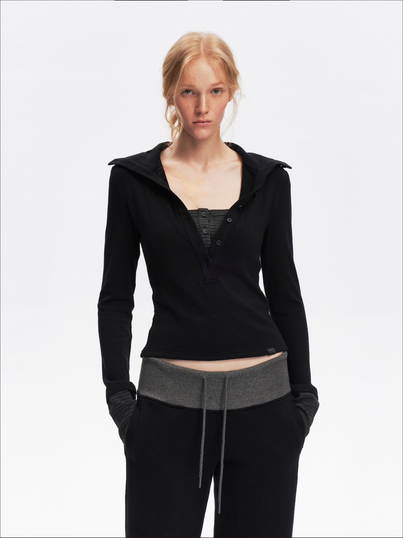 Stand Henley Collar Casual T-shirt SAL0204