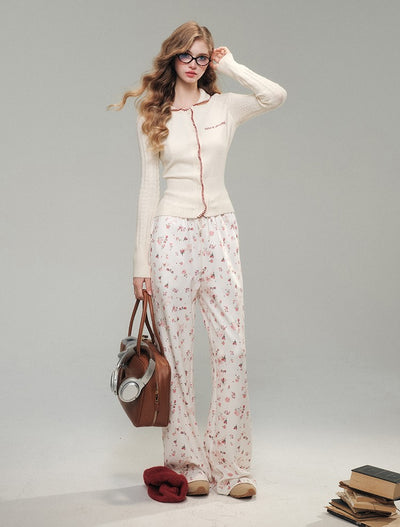 Red Rose Floral Design Print Casual Pants/Skirt GRO0075