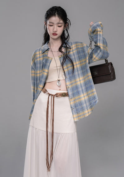 Blue and Yellow Plaid Shirt/Skirt COT0335