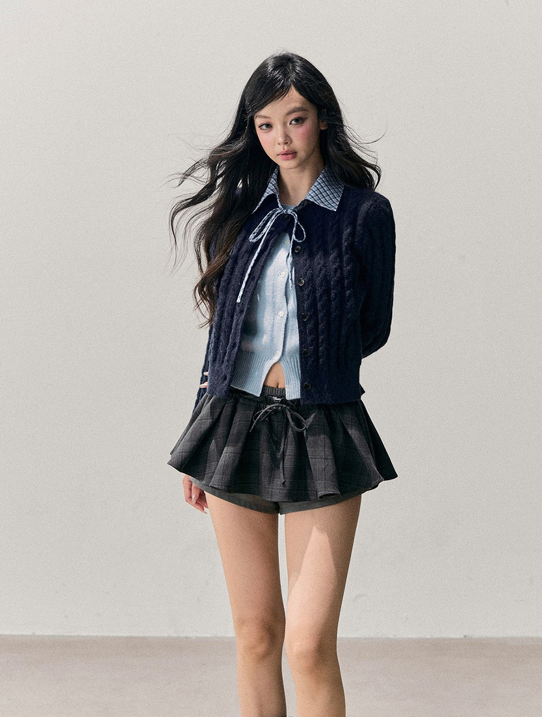 Plaid Shirt Collar Faux Two-Piece Sweater DIA0722