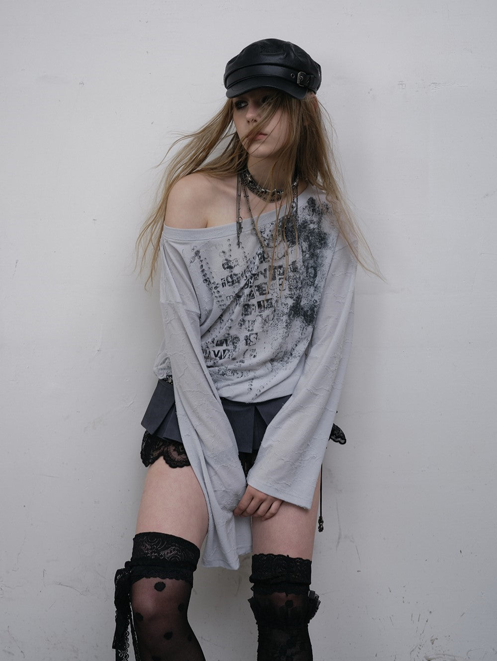 Punk One-shoulder Long-sleeved T-shirt NOR0169