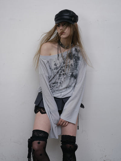 Punk One-shoulder Long-sleeved T-shirt NOR0169