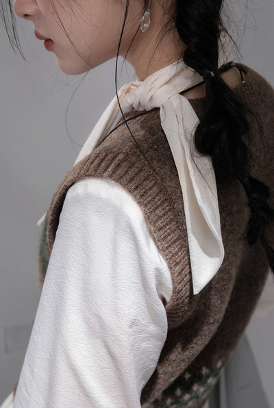 Chestnut Brown Knitted Vest COT0355