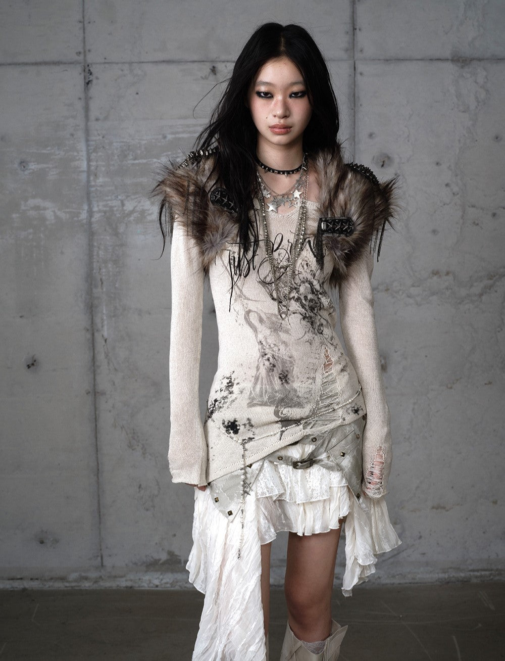 Punk Printed Slim V-Neck T-shirt NOR0204