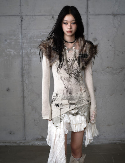 Punk Printed Slim V-Neck T-shirt NOR0204