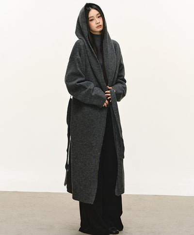 Relaxed Wool Hooded Long Cardigan ANA0093