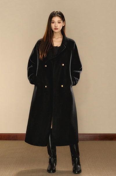 Gold Button Medium and Long Double-sided Woolen Coat OSH0087