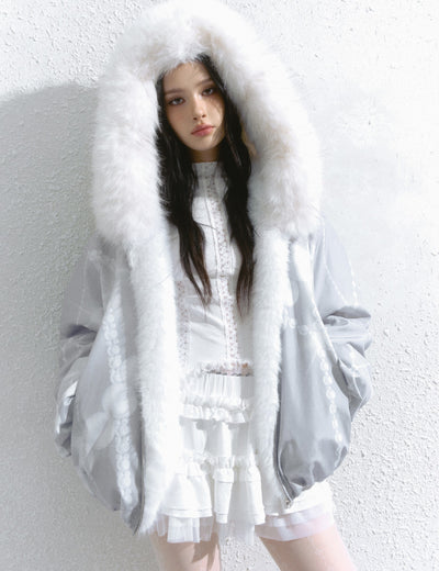 Patchwork Fur Print Reversible Short Coat SAL0193