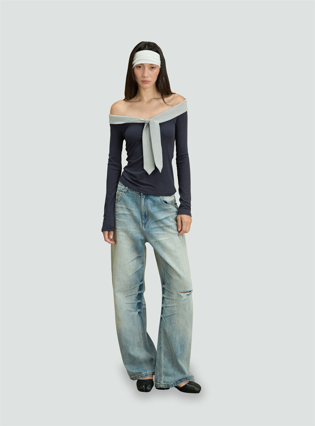 Gradient Washed Design Ripped Jeans CUR0243