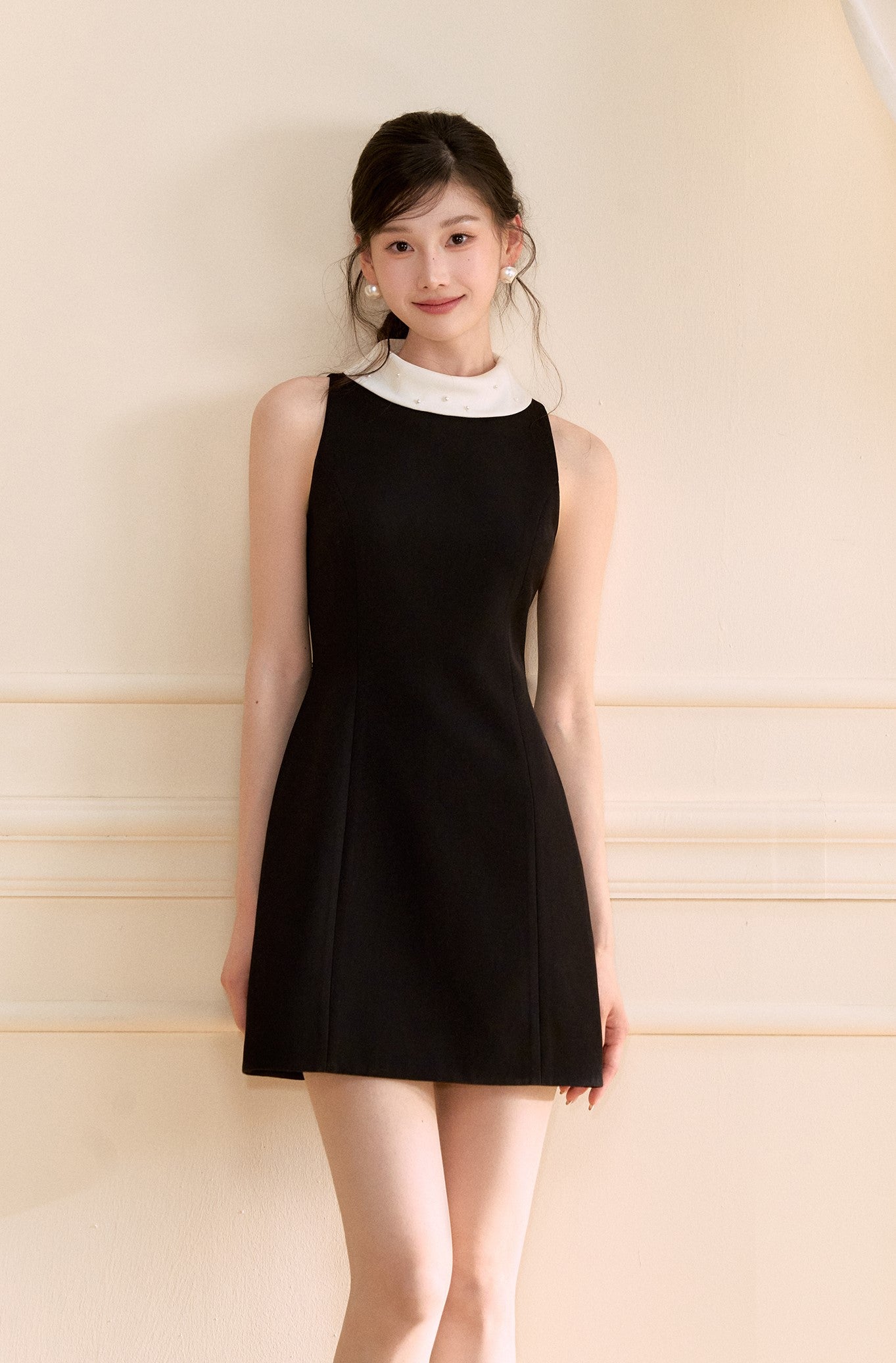 Black Waist Sleeveless Dress OSH0147