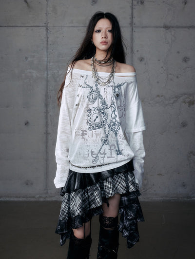Punk One-shoulder Long-sleeved T-shirt NOR0192