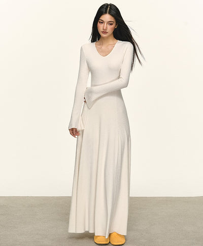 Slimming Waist Long Sleeves Knitted Dress ANA0090