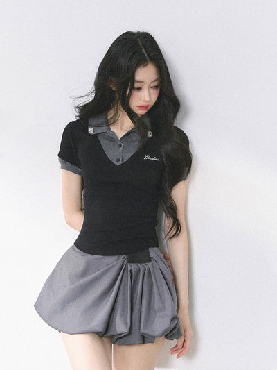Fake Two-piece Short-sleeved T-shirt DIA0500