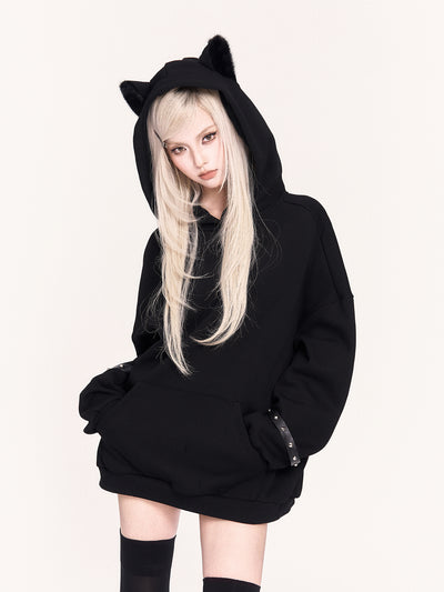 Cat Ear Loose Hooded Sweatshirt VOC0460