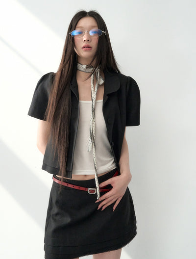 Doll Collar Jacker/A-line Short Skirt LAL0184