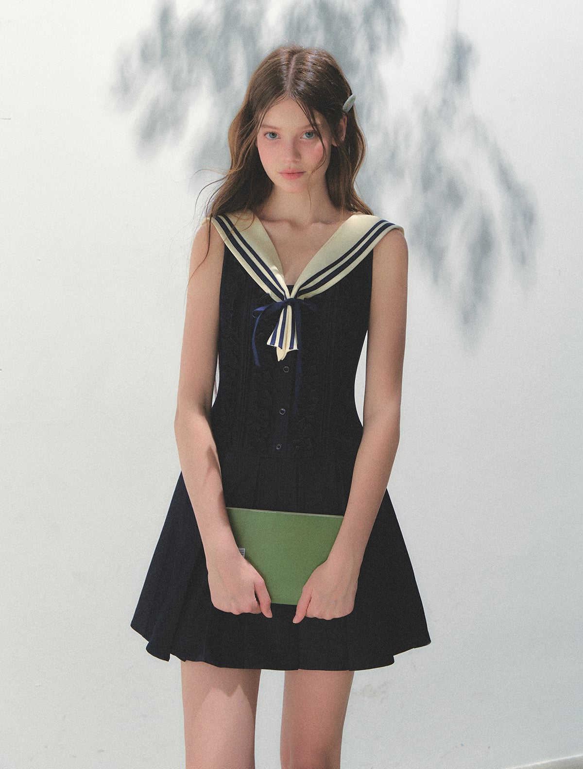 Removable Collar Pleated Dress SUN0156