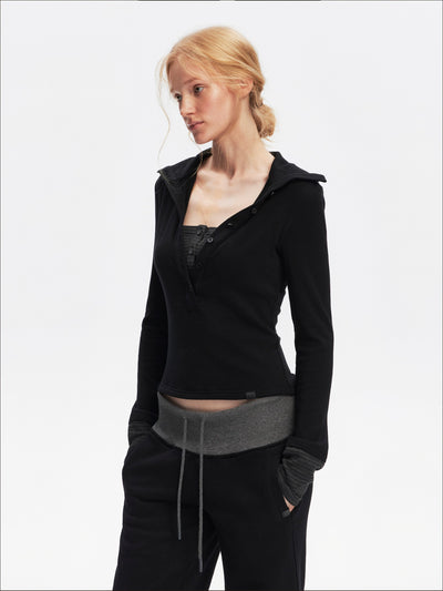 Stand Henley Collar Casual T-shirt SAL0204