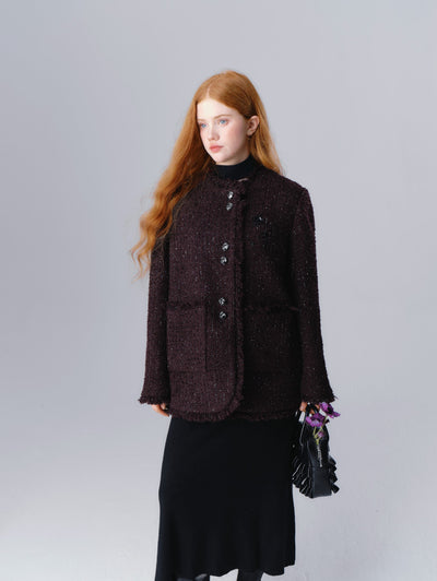 Small Fragrance Style Beads Wool Short Jacket SAL0087