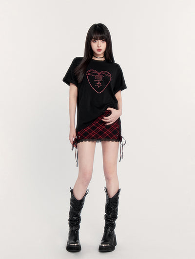 High Waist Plaid Lace Rock Punk Short Skirt VOC0227