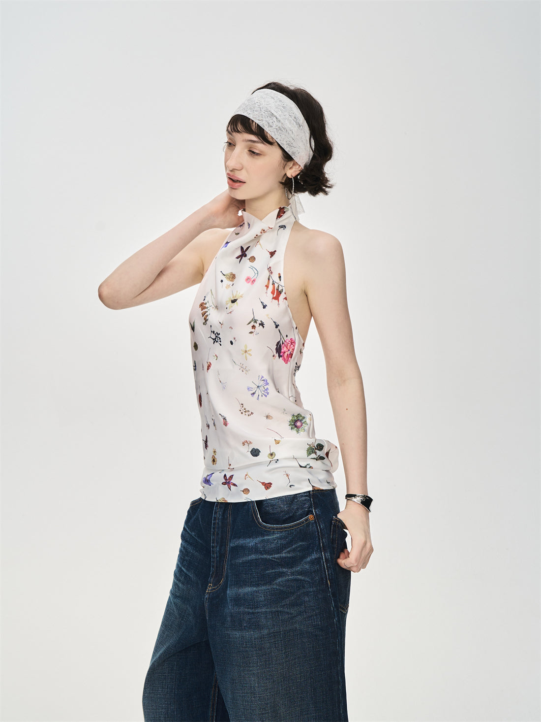 Full Print Halter Neck Top CUR0233