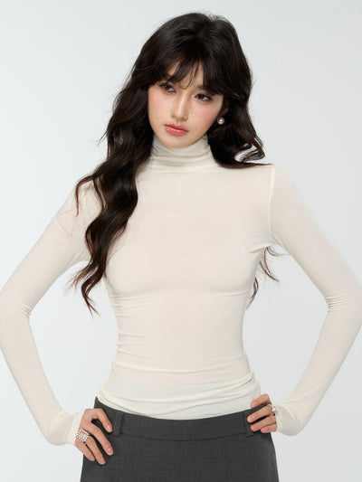 Turtleneck Rhinestone Cross Basic Top 4MU0175