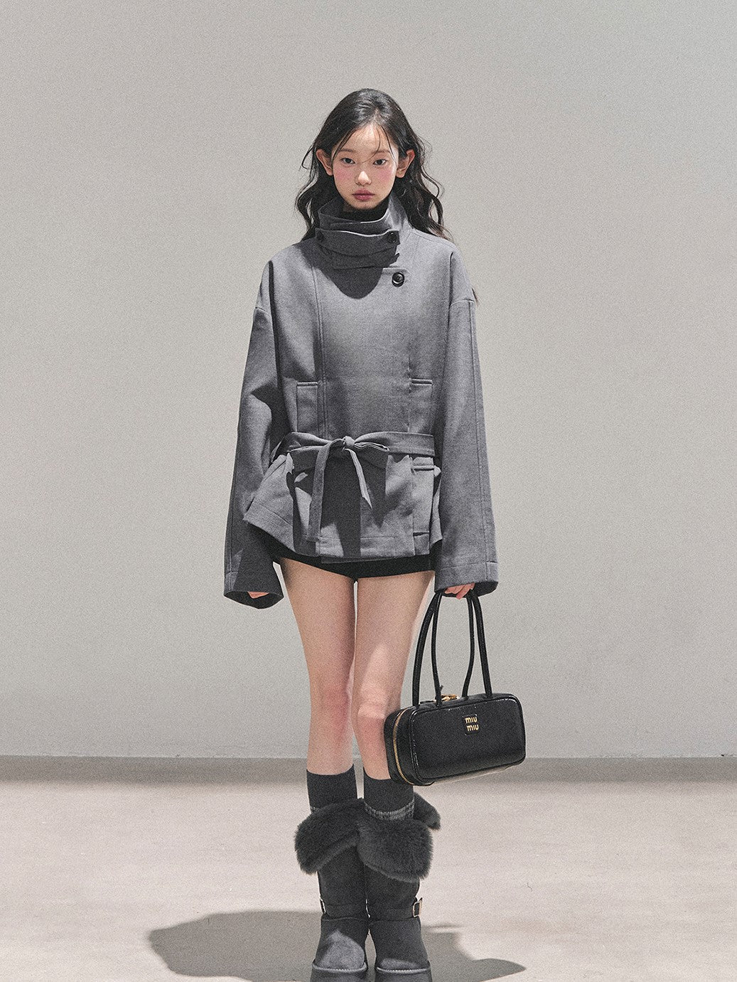 Hepburn Style High Neck Trench Coat DIA0730