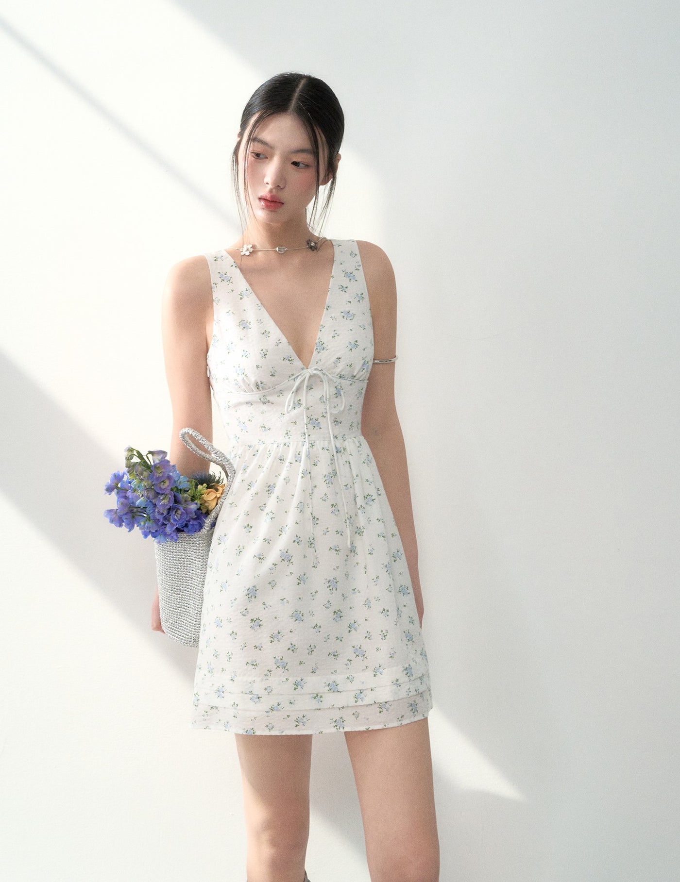 Bow Tie V-neck Midi Dress LAL0188