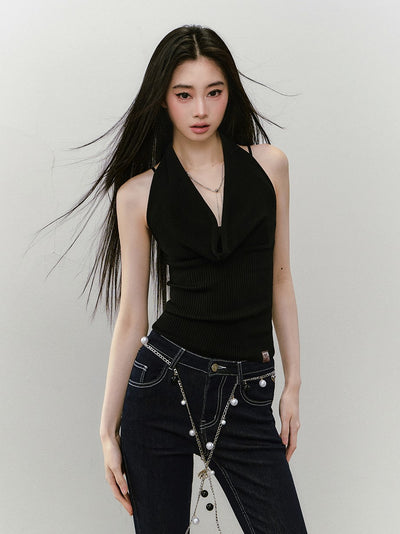 Knitted Swing Collar Top/Cardigan VIA0339